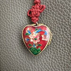 Vintage Cloisonné Locket Pendant Necklace